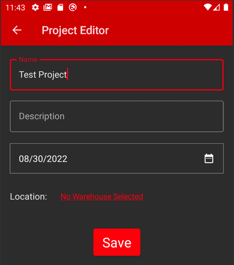 Project Editor screen