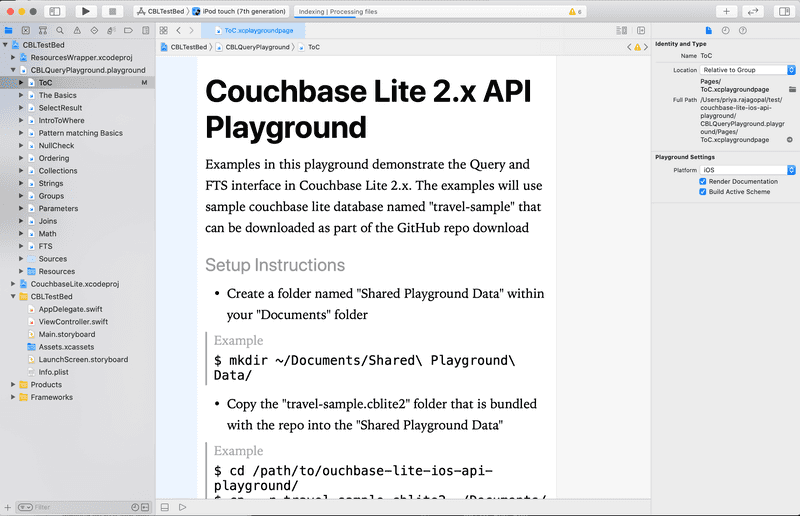 Xcode Playground for Couchbase Lite Query API