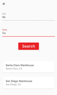 Select Project screen