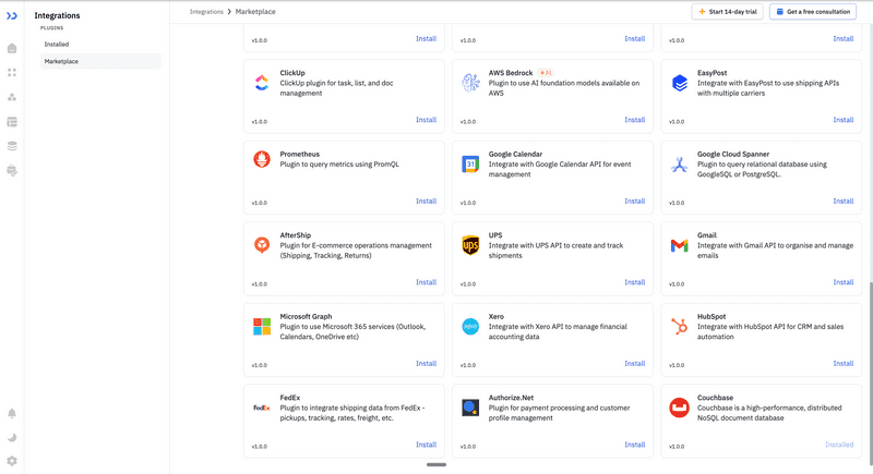 Couchbase plugin listed in the ToolJet Marketplace, ready to install