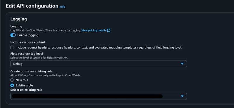 AppSync Logging Settings