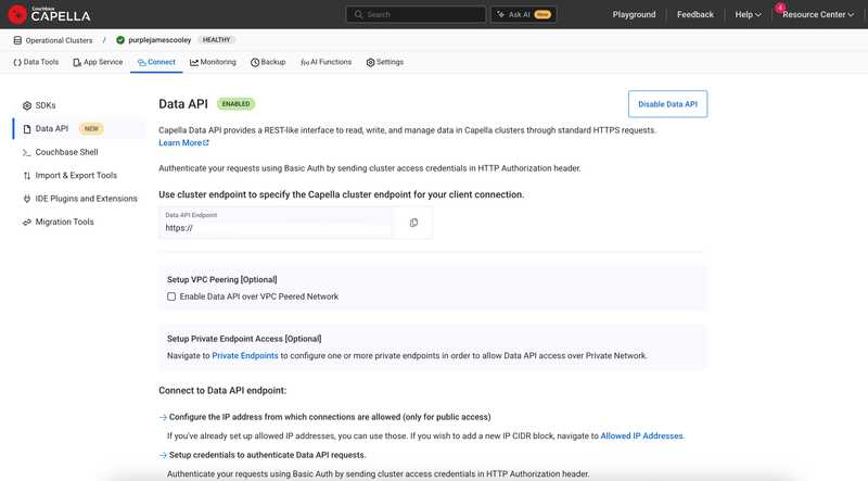 Couchbase Data API endpoint